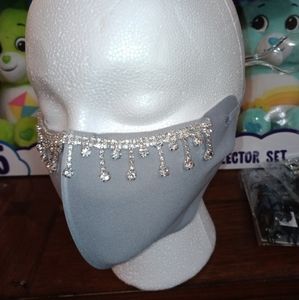 Handmade custom bling white diamond face mask
